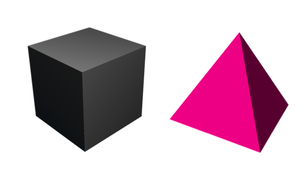 a cube and a tetrahedron